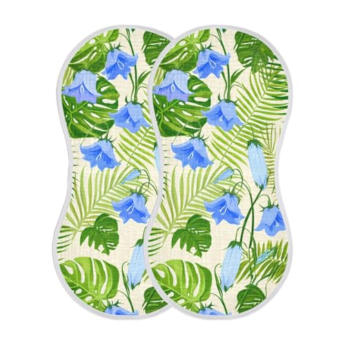 Leaves Bluebells Natural Beige Burp Cloths for Babies Burp Rag Cotton Spit Up Rag for Girls Babies