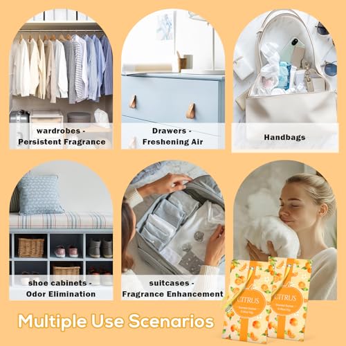 Image of SCENTORINI Scented Sachets for Drawers and Closets, Citrus Scent 14 Pack | Home Fragrance Sachets Bags Gift Set, Wardrobe Freshener for Dresser, Closets, Clothes Storage, Small Space, Suitcases