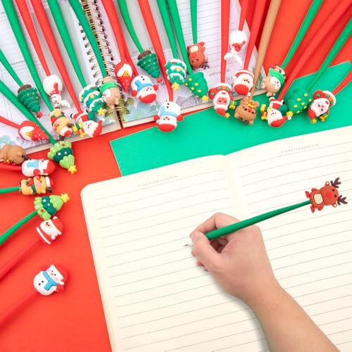 PGPBW 30 Stück Weihnachtsstifte 2025, Lustige Squishy Kugelschreiber mit Cartoon-Motiven, Mitgebsel Weihnachten Kinder, Gastgeschenke, Adventskalender Füllung, Partygeschenke