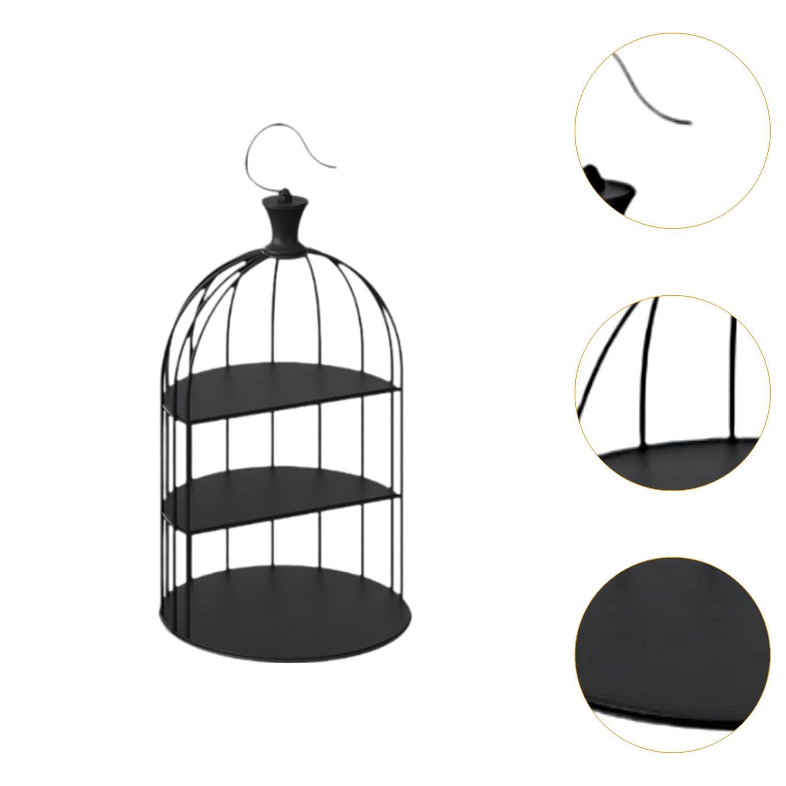 Soporte para Pasteles Y Postres con Diseño de Jaula de Pájaros, Expositor de Pasteles de Hierro con Diseño de Jaula de Pájaros, Plato para Dulces para, Black S, Individual