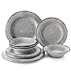 LEHAHA Farmhouse Melamine Dishes Dinnerware Set, 12 Piece Rustic Plates and Bowls Great for Picnic, Camping, Service for 4, Reusable and Dishwasher Safe, Indoor and Outdoor Use LEHAHA Farmhouse Melamine Dishes Dinnerware Set, 12 Piece Rustic Plates and Bowls Great for Picnic, Camping, Service for 4, Reusable and Dishwasher Safe, Indoor and Outdoor Use