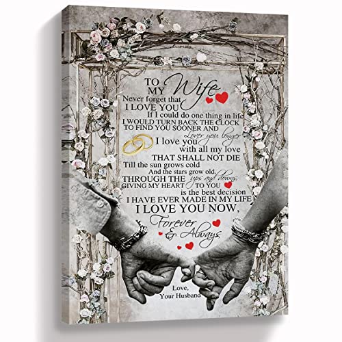 hold fizz To My Wife Wall Art Decor, Wife Gifts from Husband, Anniversary Valentines Day Wedding Christmas Gifts for Her from Husband, Romantic Gift, 11x14 Inches