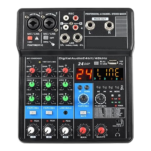 dj controller Mezclador de Audio de tarjeta de sonido profesional de 4 canales, PC, reproducción...