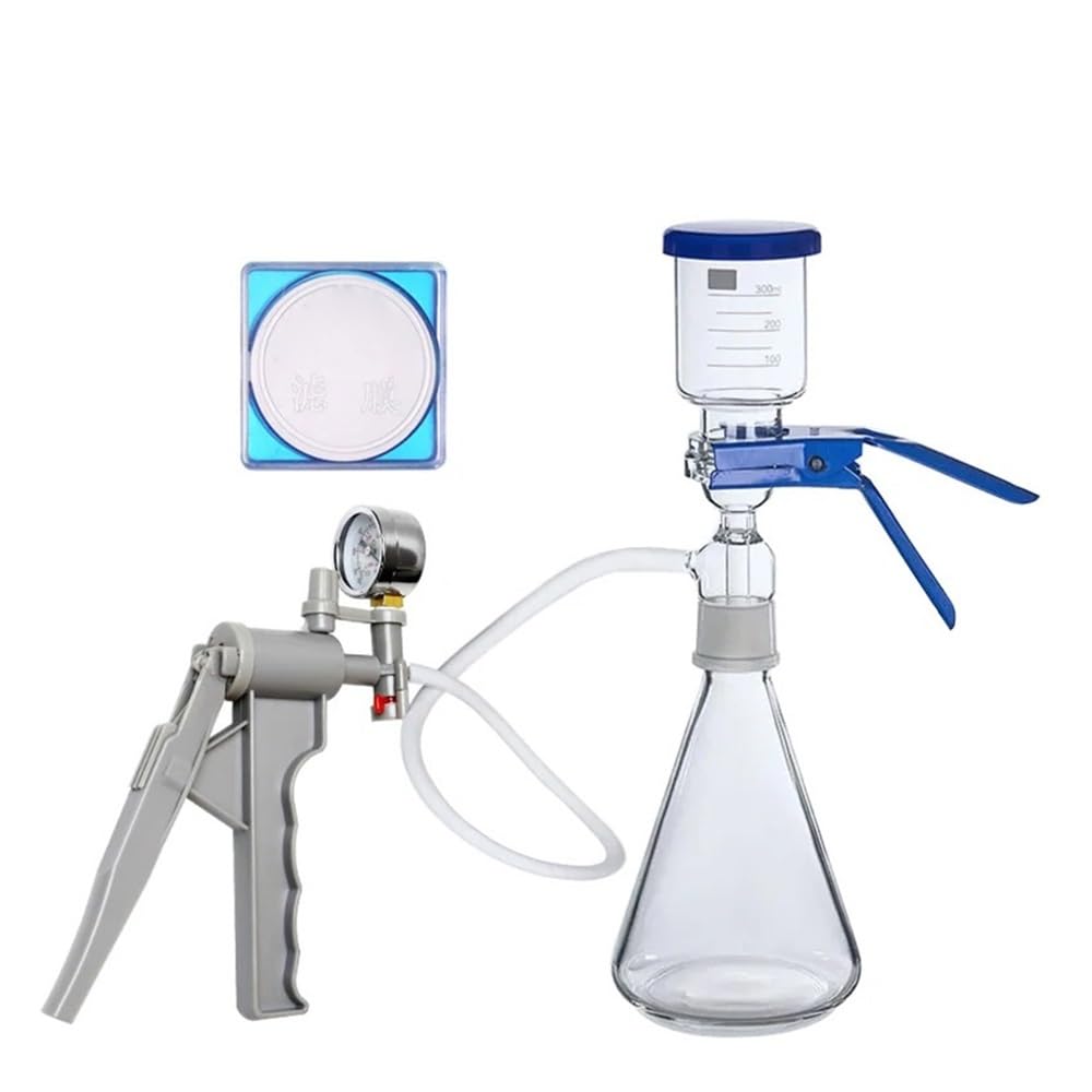 Zestaw aparatury do butelek laboratoryjnych ze szklaną membraną filtrującą próżniową i pompką ręczną (pełny zestaw 1000 ml)