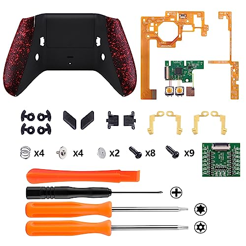 Image of eXtremeRate Textured Red Lofty Programable Remap & Trigger Stop Kit, Upgrade Boards & Redesigned Back Shell & Side Rails & Back Buttons & Trigger Lock for Xbox One S /X Controller Model 1708