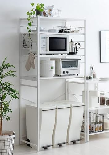 レンジ台 ゴミ箱上ラック レンジボード レンジラック キッチンラック キッチンボード トースターラック ゴミ箱ラック 炊飯器ラック 北欧 食器棚 80cm幅 シンプル モダン おしゃれ ナチュラル キッチン収納棚 ごみ箱 収納ラック ごみ箱ラック ホワイト