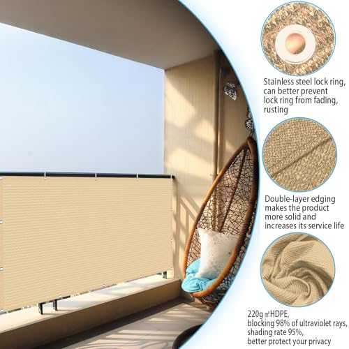 Écran d'intimité pour balcon et terrasse couleur jaune sable - 3
