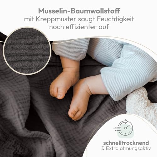 Laleni Spucktücher Baby im 5er Set aus Reiner Baumwolle - schadstofffreie Mulltücher weich 70x70 - saugstarke Mussellintücher Baby… – Ansicht 3