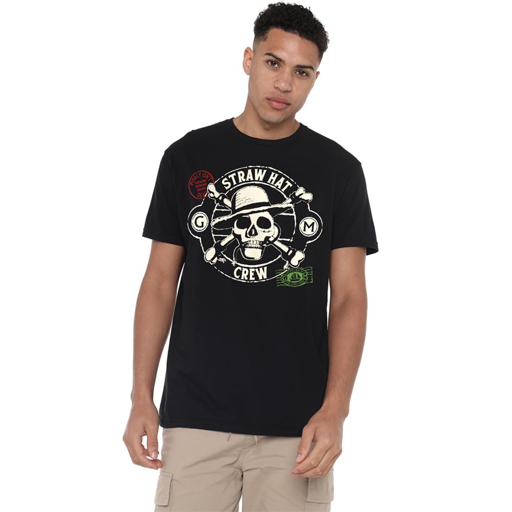 One Piece Straw Hat Crew Stamps Unisex T-Shirt, Black, Medium