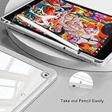 aoub Case for iPad 9th/8th/7th Generation 2021/2020/2019, Transparent Protective Case for iPad 9/8/7 10.2 inch with Pencil Holder, Acrylic Transparent Silicone Cover, Auto Sleep/Wake, Gray - Image 4