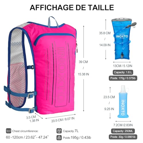 Image of INOXTO Running Hydration Vest Backpack,Lightweight Insulated Pack with 1.5L Water Bladder Bag Daypack for Hiking Trail Running Cycling Race Marathon for Women Men