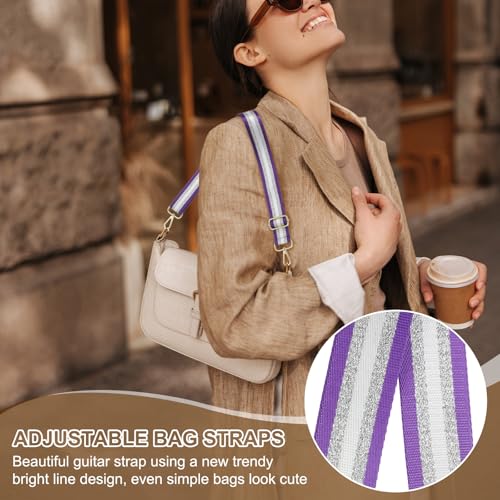 Image of PATIKIL Purse Strap, Wide Shoulder Strap Adjustable Crossbody Bag Straps Universal Replacement Shoulder Bag Belt for Women's Handbags Canvas Guitar Bag Backpack, Purple