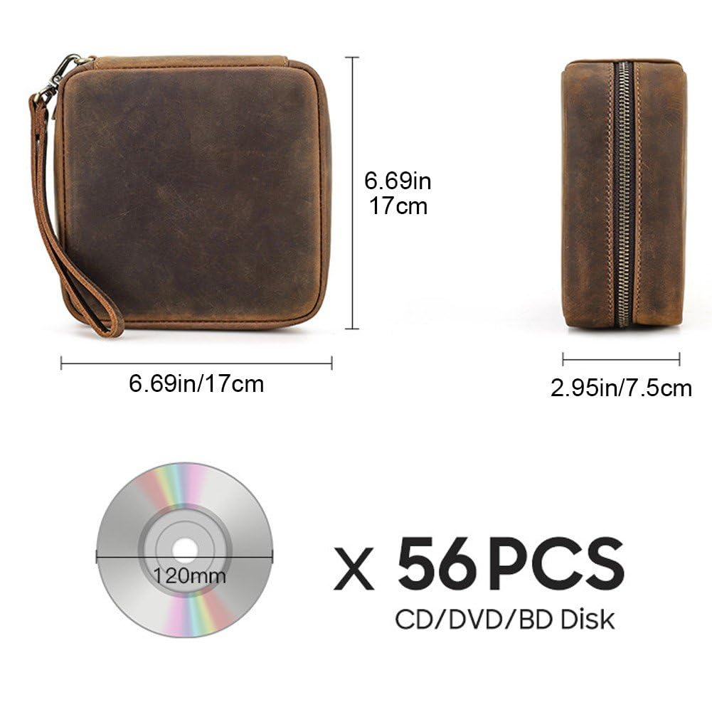 Custodia Porta Dvd in Pelle con Chiusura a Cerniera, Impermeabile E Antipolvere, Organizer Rigido per
