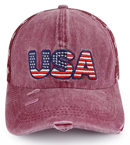 American-Flag-Trucker-Hat-for-Men-Women-Adjustable-Vintage-Embroidery-Washed-Distressed-USA-Baseball-Cap