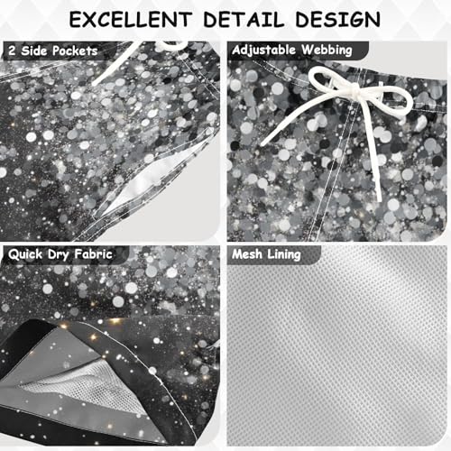 Pigsaly Boys Swim Trunks Graphite Ash Gray Gradient Flashing Glitter Boys Board Shorts Swimsuit Swimwear Bathing Suit XS3