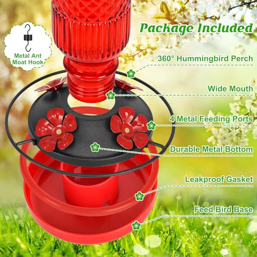 Feed Garden JC-BLWNQ-RED-1 Glass Hummingbird Feeder thumb #2