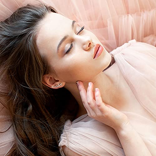 Amoramor & Forever Sterling Silver Ear Climbers Earrings For Women 14K White Gold Plated Ear Cuff Crawler Earrings For Women Girls Hypoallergenic 8 Square Cz Cubic Zirconia Studs (Yellow Gold + Clear) #TOP4