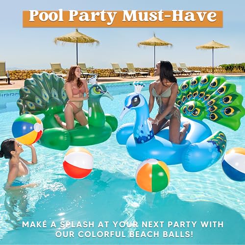 JOYIN 4 Stück Dia 20'/50cm Wasserball aufblasbar, große Regenbogen-Strandbälle, Wasserball Kinder und Erwachsene Sommer-Pool-Party-Spielzeug, Strandspielzeug, Party Favors