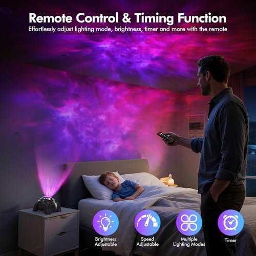Rossetta Dual Lens Galaxy Projector, Star Projector for Bedroom with White Noise & Bluetooth Speaker, Remote, Timer, Aurora & Nebula Night Light, Gifts for Kids Adults, Valentines Day