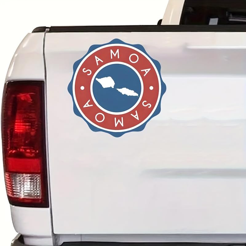 2-Pack Holographic Samoa Flag Car Decals, Vibrant Vinyl Stickers for Unique Vehicle Decor, Durable and Weatherproof, Perfect for Cars, Trucks, and Motorcycles, 5.91 x 5.91 Inches