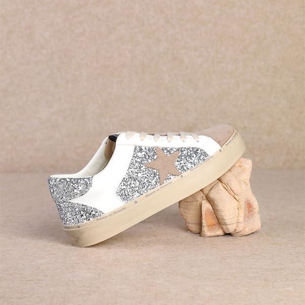 Image of Mi.iM Gaby Women's Star Sneakers - Snake Print Suede Lace-Up Fashion Shoes with Rubber Sole