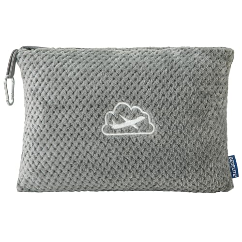 BEDELITE Travel Blanket with Bag, Ultra-Soft Jacquard Fleece Blanket with Luggage Sleeve & Backpack Clip, Airplane Blanket Travel Essentials, Grey