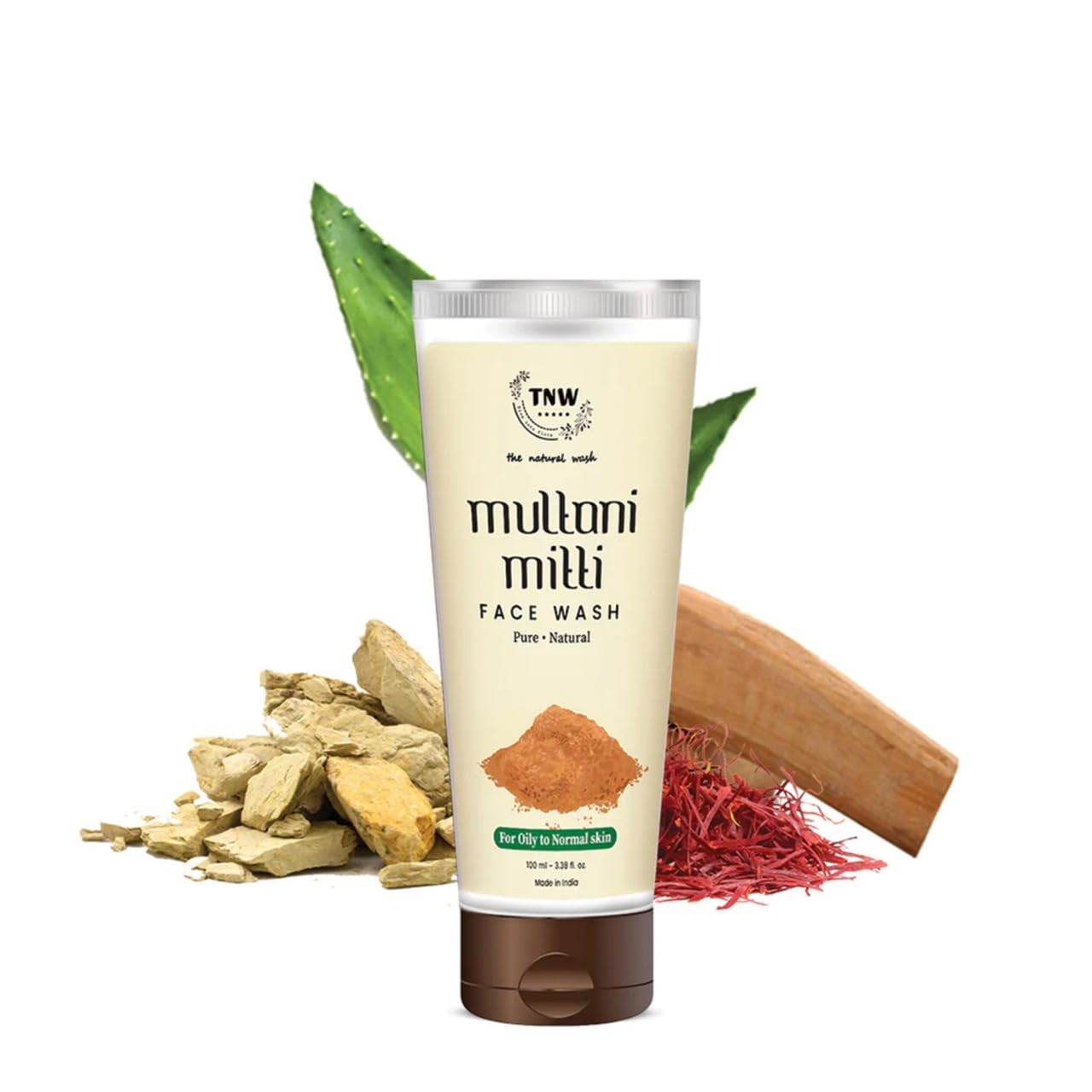 TNW The Natural Wash Multani Mitti Face Wash, 100ml | With Fuller’s Earth, Sandalwood, Aloe Vera & Saffron | Paraben & Sulphate Free | For All Skin Types