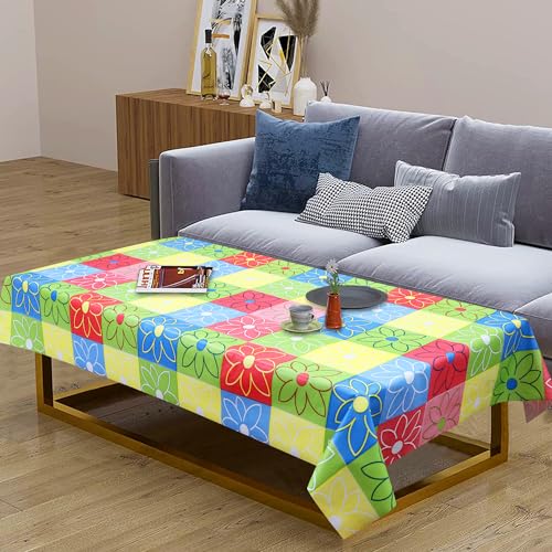 Image of Dakshya Industirs PVC Waterproof Table Cover 36x54 Inch Floral Printed Center Table Cover Washable Plastic Table Sheet Oilproof Dining Table Cover for Coffee Table Living Room Home (Premium Blossom)