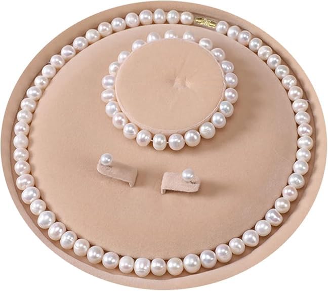 White Faux-Pearl Necklace For Women Motimala With Matching Studs Earrings & Bracelet Stylish Glass Moti Choker Jewellery Set for Women & Girls (Length16 Inches, Moti Beads Size: 8mm)