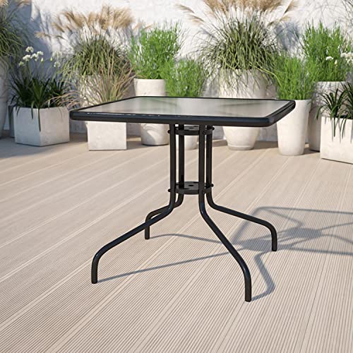 Flash Furniture TLH-073A-2-GG Barker 31.5'' Square Tempered Glass Metal Table thumb #1