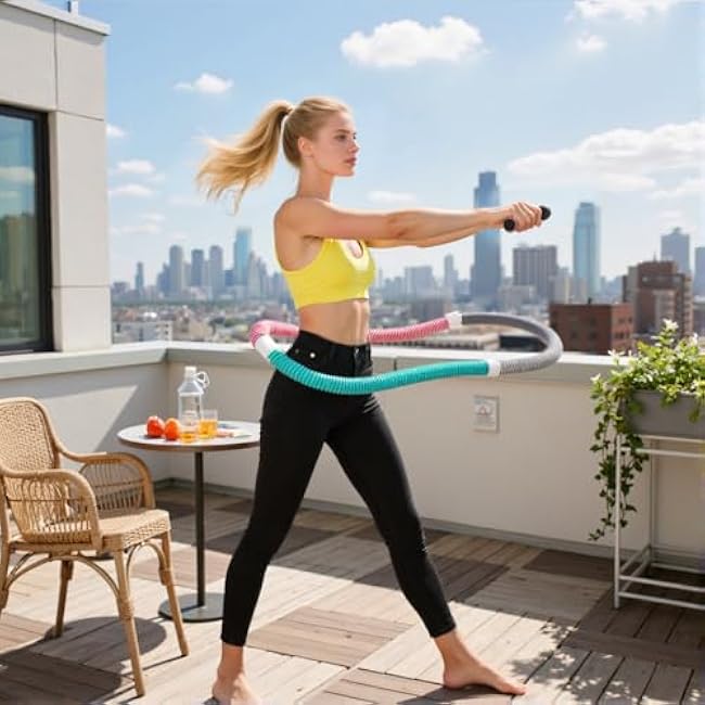 Weighted Hula Hoop for Adults - 2025 New Foldable Soft Spring Fitness Hoop for Waist Slimming, Home Workout & Travel