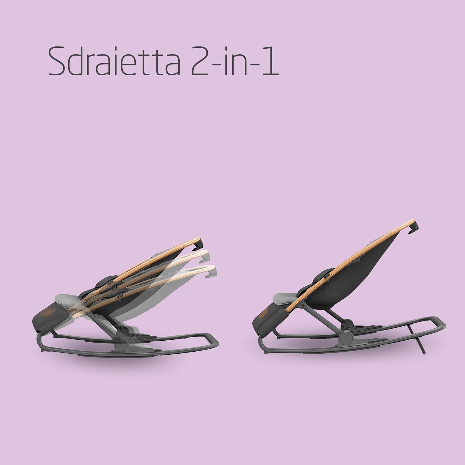 Maxi-Cosi Kori Sdraietta Neonati in Tessuto, 0-6 mesi, 9 kg, Sdraietta Pieghevole, 3 Posizioni di Reclinabile, Chiusura Compatta, Cinture Easy-in, Chiusura Compatta, Essential Graphite