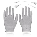 Lweshgs Pair of Conductive Silver Fiber Gloves Grounding Massage Gloves Static Relief Pressure Touch Screen with Includes Grounding Wire