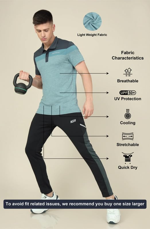 Image of TECHNOSPORT Men's Polo Neck Colorblock Half Sleeve T-Shirt - (MTP741 PRNT)