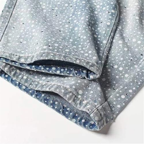 Men's Denim Pants Diamond Polka Dot Casual Trousers Straight Wide Leg Loose Jeans3