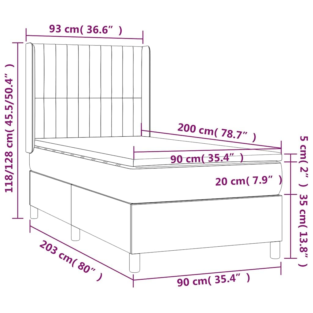 Tkanina regulowany zagłówek kontynentalne 90x200 cm czarny | Łóżko kontynentalne z materacem 90x200 czarne tkanina z regulowanym zagłówkiem