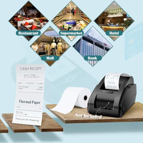 Image of GLUN Receipt Thermal Paper Rolls, Pack of 5 Rolls 79mm(3inch) x 50 Meter Size, Smooth Surface Smudge & Jam-Free Rolls for Cash, Retail, Restaurants Billing Receipt