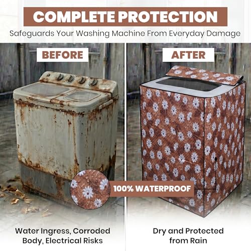 Image of DREAM CARE Waterproof & Dustproof Washing Machine Cover Top Load & Semi Automatic Suitable for 6 kg, 6.2 kg, 6.5 kg (80 x 86 x 51 cms)
