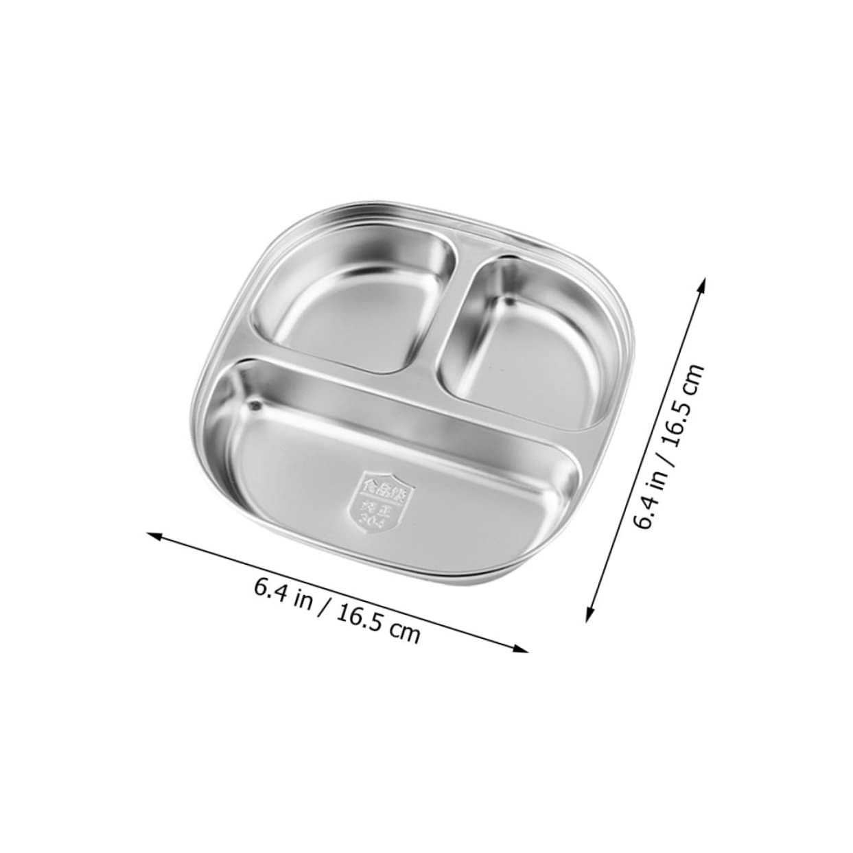 FELTECHELECTR Stainless Steel Boys and Girls Tableware Set 2-piece Divided Plate Tray for Times Dishwasher Safe Random Style