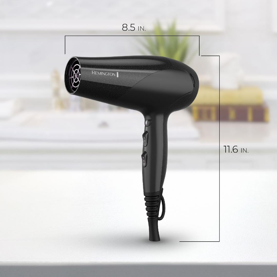 Remington Damage Protection Hair Dryer with Ceramic Ionic Tourmaline Technology, Black, Diffuser and Concentrator, 3 Piece Set (Pack of 2) view 8