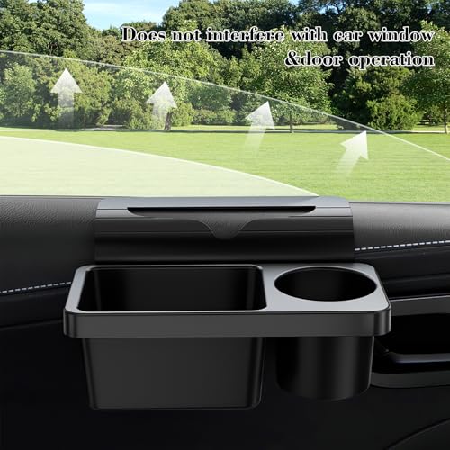 COGEEK Car Window Storage Organizer, 2.7‘’ Water Cup Holder for Car Side Door Multi-Functional Vehicle Organizer Rack for Cell Phone, Key, Bottle, Snacks, Fit for Most of Cars - Black, 2 Pack