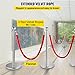 Biyrly 6PCS Stainless Steel Stanchion Post Queue, Crowd Control Red Velvet Rope 38 Inch, Silver Crowd Control Barriers Queue Line