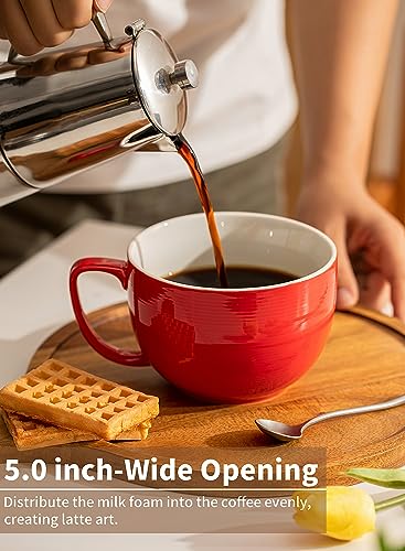 Teocera TEXTURE JUMBO MUG-SET4-RED Red Mugs Set Of 4, 24Oz Jumbo Mugs thumb #4