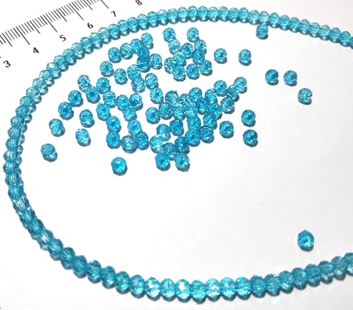 Image of GoSetGet! 4mm Rondelle /Tire (1000 Pcs) LITE Blue Crystal Macrame Plastic Beads for Arts, Crafts & Decoratives-High Sparkle Cutting Crystal Beads for Macrame, Jhula, Torana, Jhumar (LiteBlue)