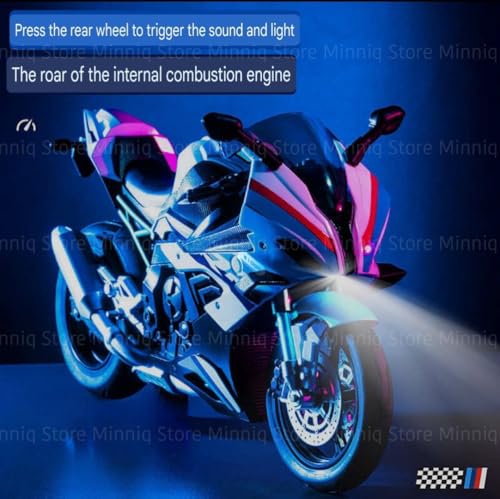 Image of Compatible for B-m-w S 1000RR Motorcycle DieCast Model, Suspension and Hand Free Roller, Toy Motorcycle Collection with Music Lighting Toy for Kids (B-M-W S 1000RR - Black)