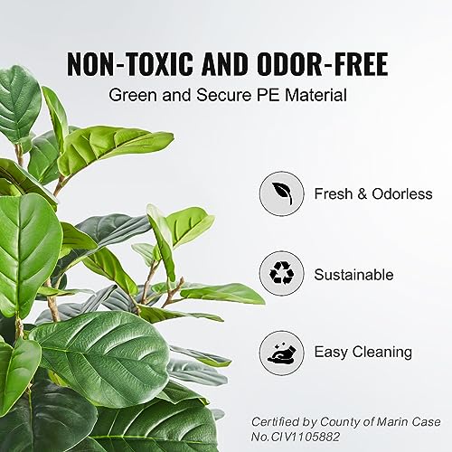 Image of VEVOR Artificial Fiddle Leaf Fig Tree 6 FT, Secure PE Material & Anti-Tip Tilt Protection Low-Maintenance Faux Plant, Lifelike Green Fake Potted Tree for Home Office Warehouse Decor Indoor Outdoor