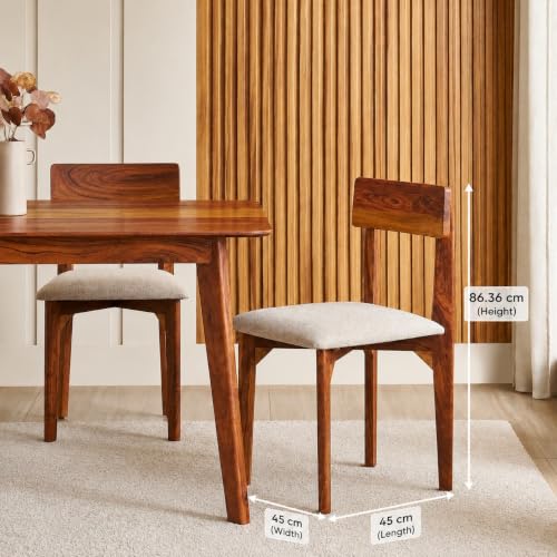 Image of UK FURNITURE Alexaa Solid Sheesham Wood 4 Seater Dining Set | Wooden Dining Table Set with Cushioned Chairs for Dining Room Home & Office, Hotels Restaurant - Honey B4s