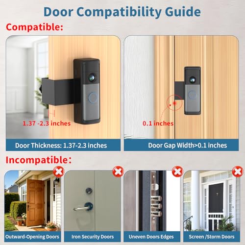 Image of Anti-Theft Ring Doorbell Mount Compatible with Battery Doorbell /Pro /Plus(2nd Gen), No-Drill Doorbell Mounting Bracket Accessories for Inward Swing Door 2026(newest model)