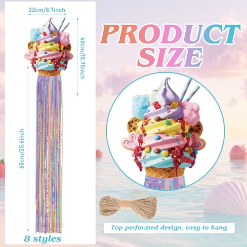 Image of Affrolling 8 Pcs Ice Cream Party Decorations Summer Ice Cream Birthday Party Hanging Decoration with Tassels for Summer Baby Shower Wedding Backdrop Decor Supplies 3.3 ft Outdoor Banner Sign Decor