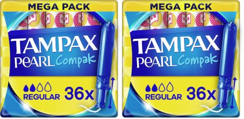 Tampax Compak Pearl Regular Tampones con Aplicador - 36 Unidades (Paquete de 2)